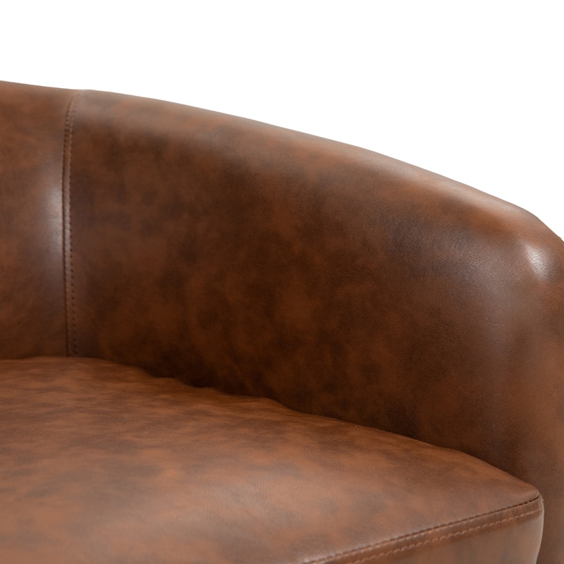 Modern Upholstered Swivel Barrel Club Arm Accent Chair for Living Room