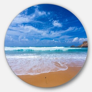 Designart 'Serene Atlantic Seashore Portugal' Seashore Disc Metal Wall ...