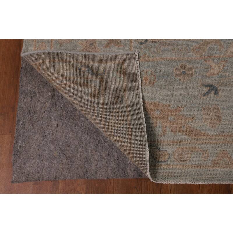 Vegetable Dye Grey Oushak Turkish Rug Hand-Knotted Bedroom Wool Carpet - 9'0"x 12'0"