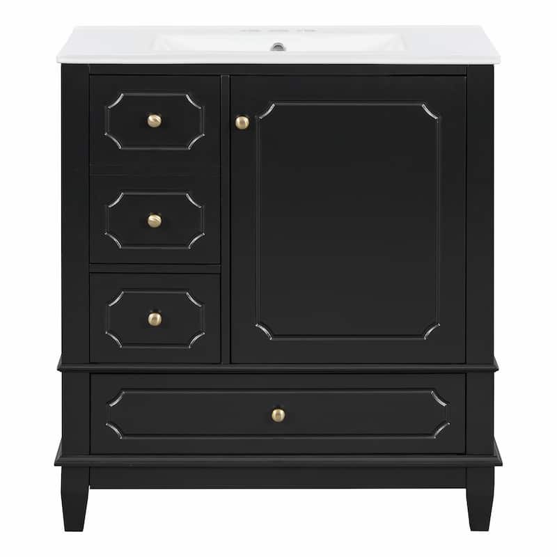 30" Freestanding Bathroom Vanity with Ceramic Sink