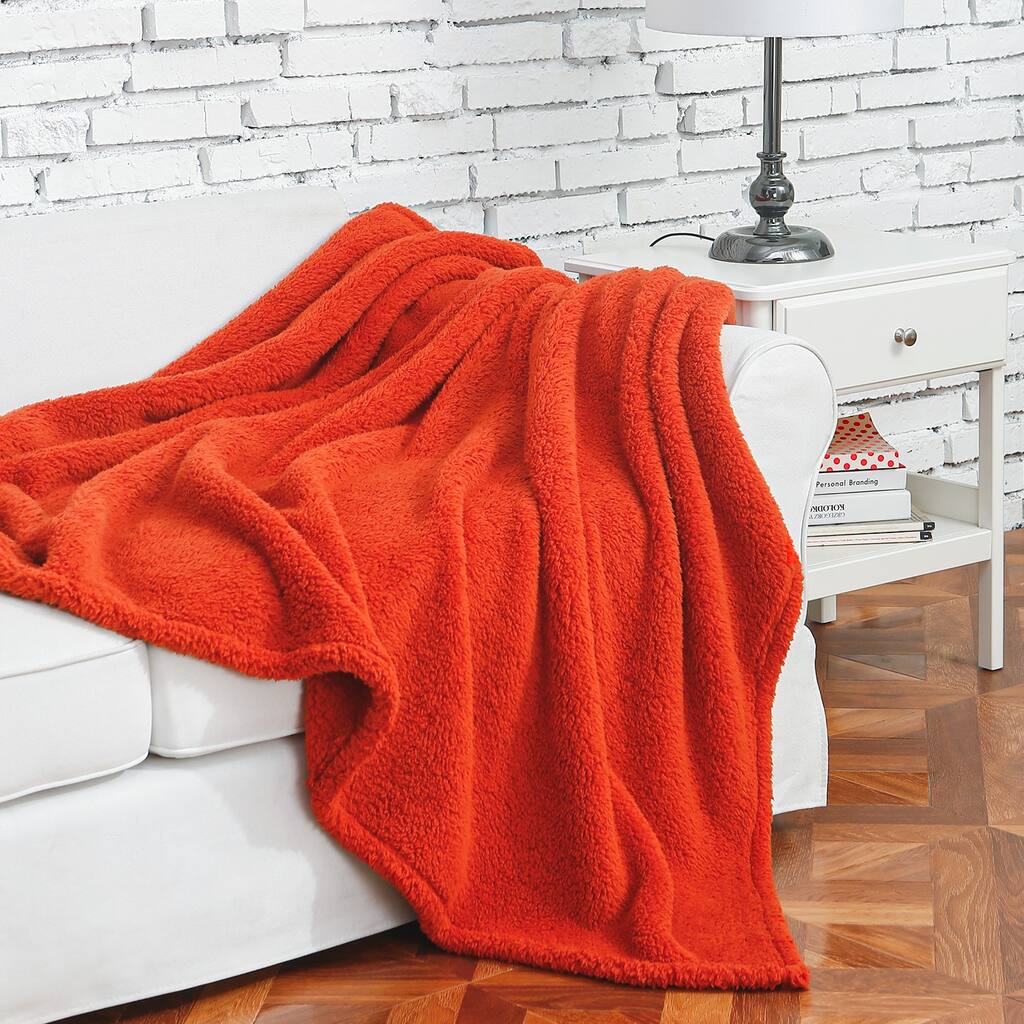60 in. x 72 in. Amber Oversided Sherpa Throw Blanket(2 Pack Set of 2)