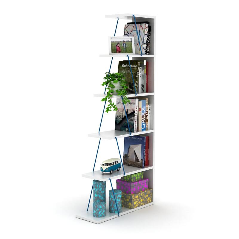Modern 5 Tier Narrow Ladder Bookshelf