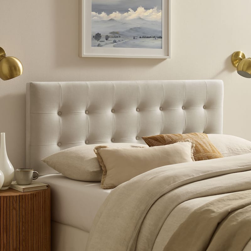 Emily Biscuit Tufted Performance Velvet Headboard - Alabaster - Full