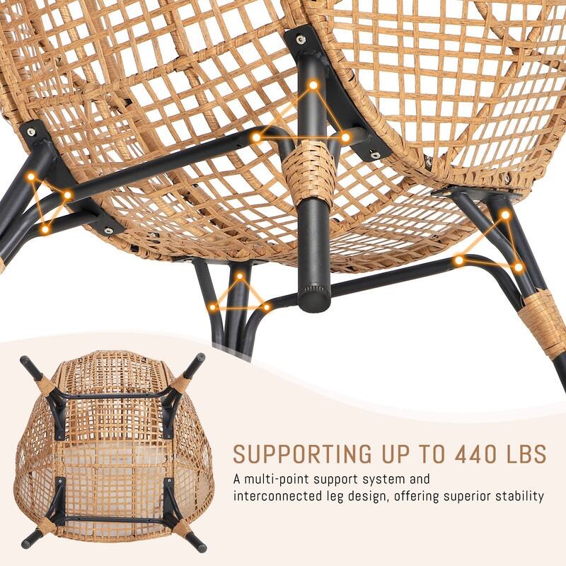 FINCATI Indoor Wicker Egg Chair Set with Ottoman, Cozy Accent Seating, 440 lbs Capacity