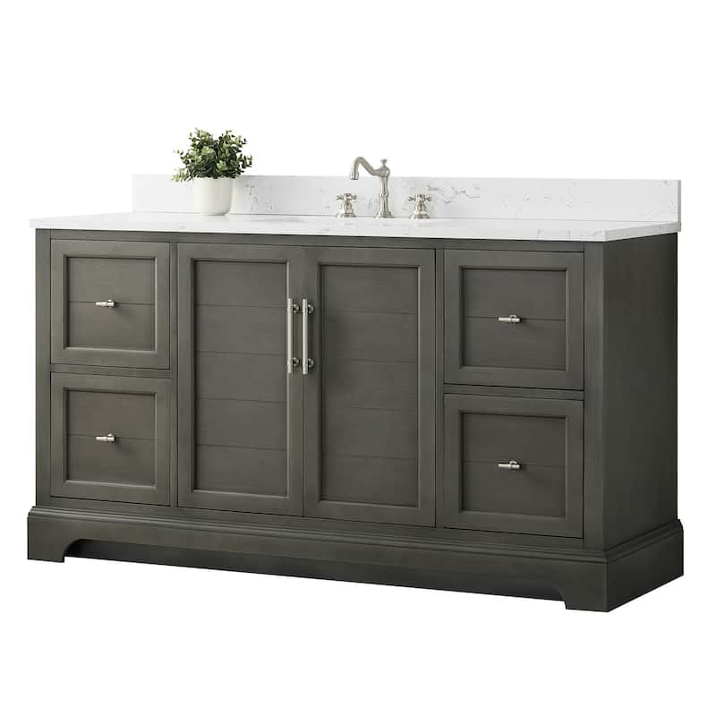 Vanity Art 60" Single Sink Bathroom Vanity with Top & Backsplash