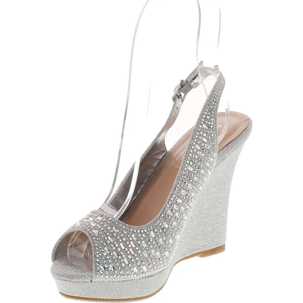 dressy silver wedge shoes
