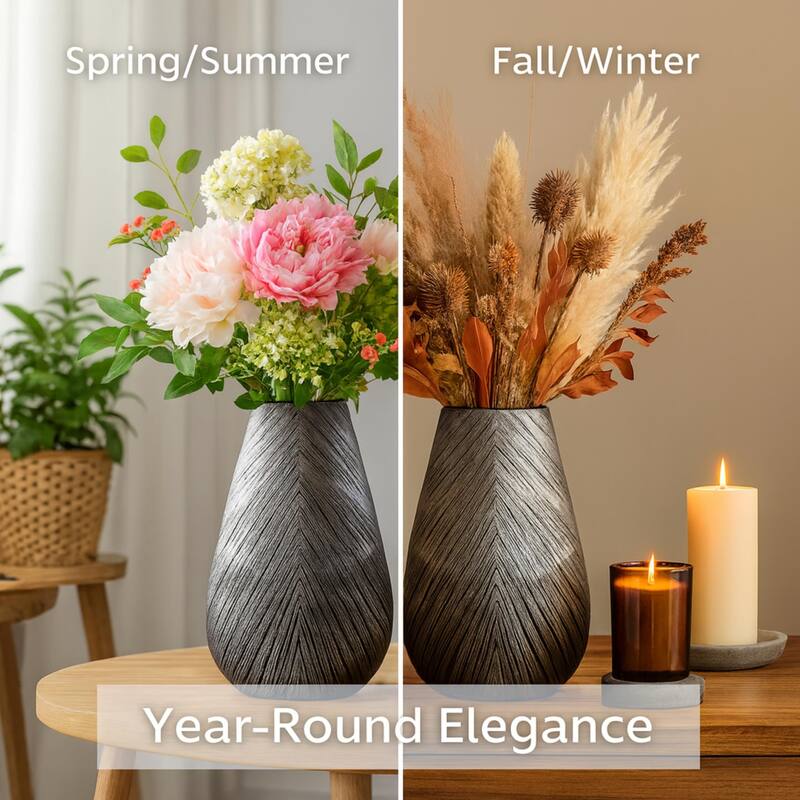 Aria Home Arrowhead Grey Textured Polyresin Vase for Modern Home Decor