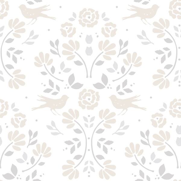 Beige & Grey Rose Lindo Woodland Peel and Stick Wallpaper by RoomMates ...