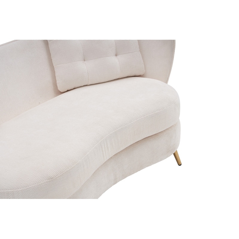 Contemporary Velvet Upholstered Tufted Loveseat Sofa,Living Room Couch with Golden Metal Legs