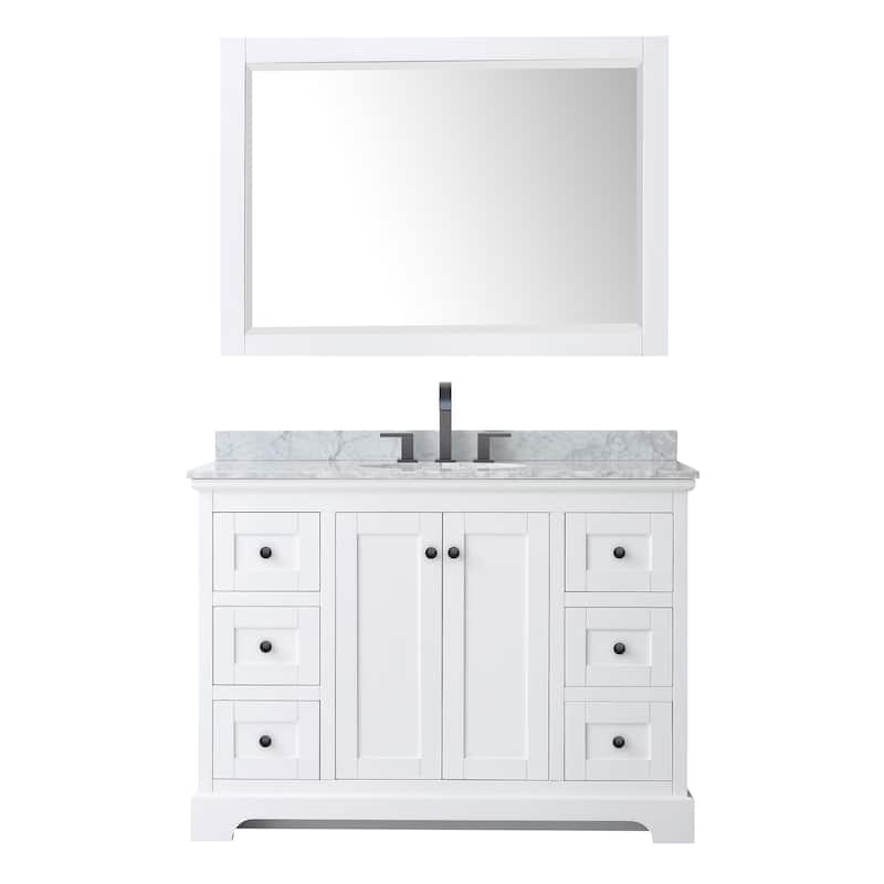 Avery 48-inch Single Vanity, Marble Top, Oval Sink, 46-inch Mirror