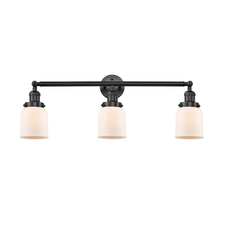 Innovations Lighting Small Bell 3 Light 30" Wide Bathroom Vanity Light - Matte Black / Matte White