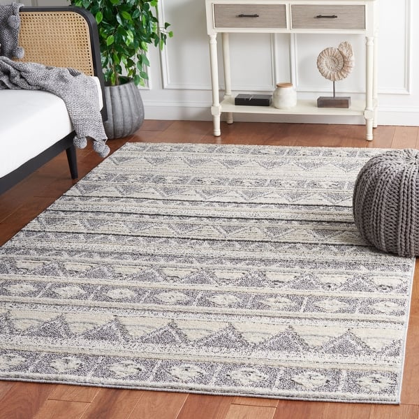 slide 2 of 8, Martha Stewart Lucia Shag Mayke Contemporary Rug 4' x 6' - Ivory Grey/Dark Grey - Rectangle