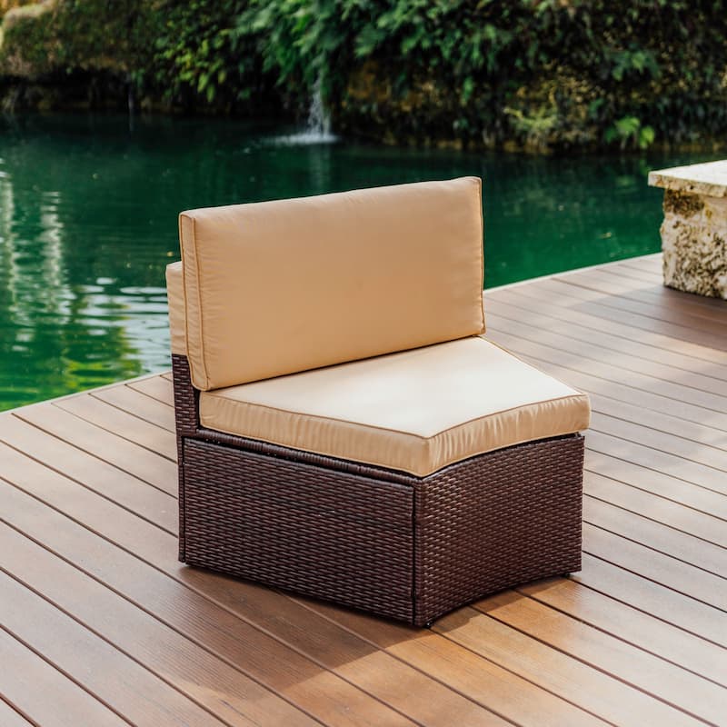 Empyrean Outdoor Circular Patio Furniture Set - with Cushions, End Tables & Coffee Table