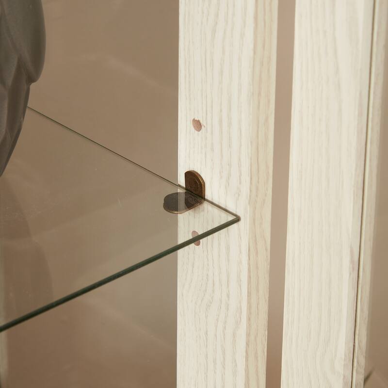 Display cabinet with tempered glass door