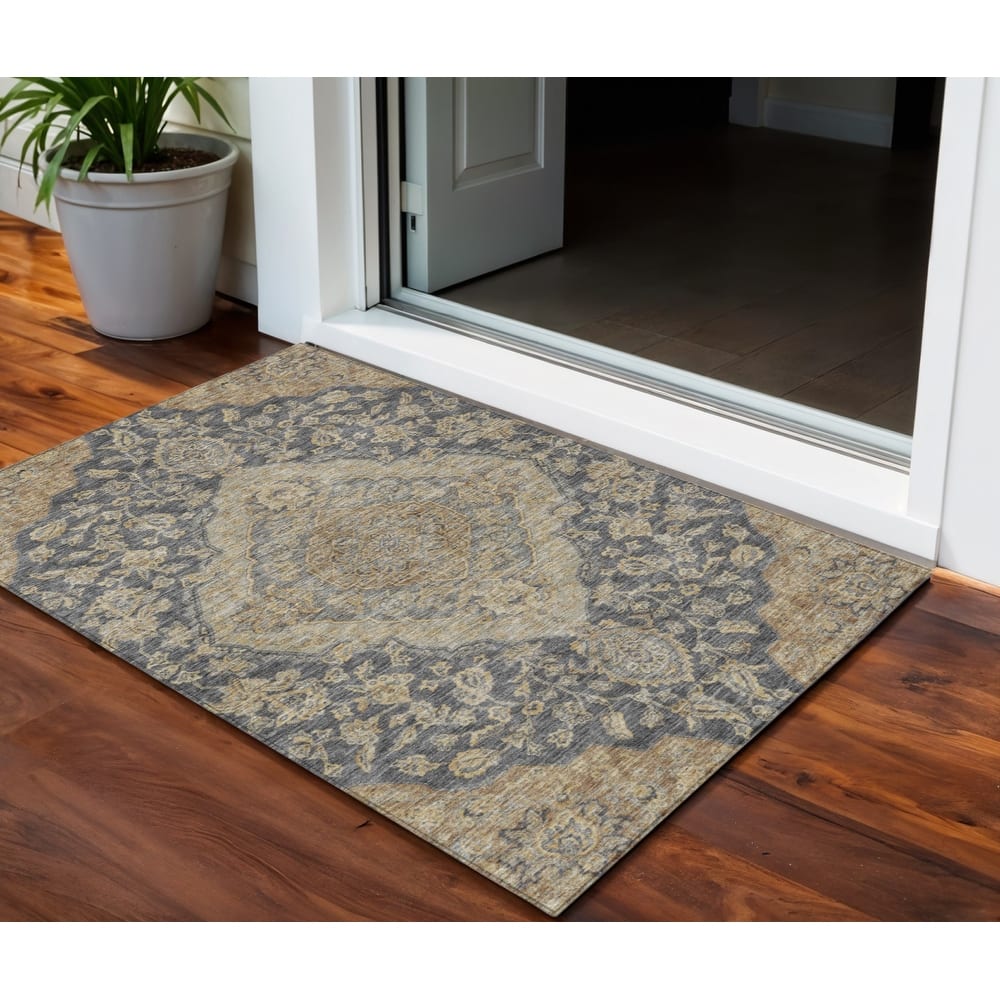 HomeRoots Oriental Traditional Rectangle Outdoor Rug