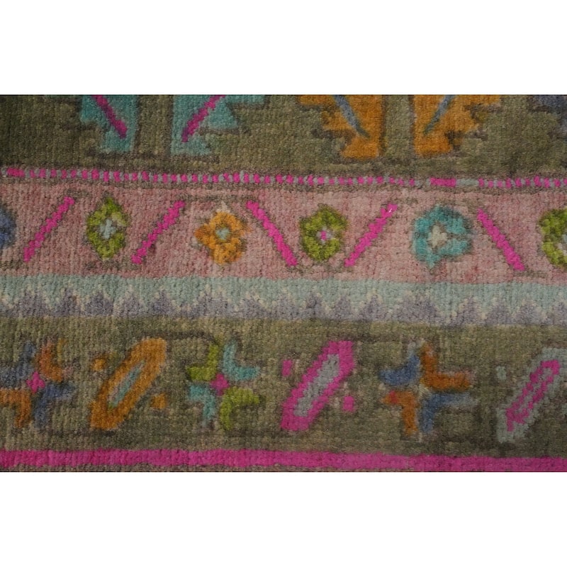 Hand Knotted Oriental 100% Wool Carpet Traditional Tribal Greys & Charcoal Meshkin Runner Rug - 10' 3'' X 4' 2''