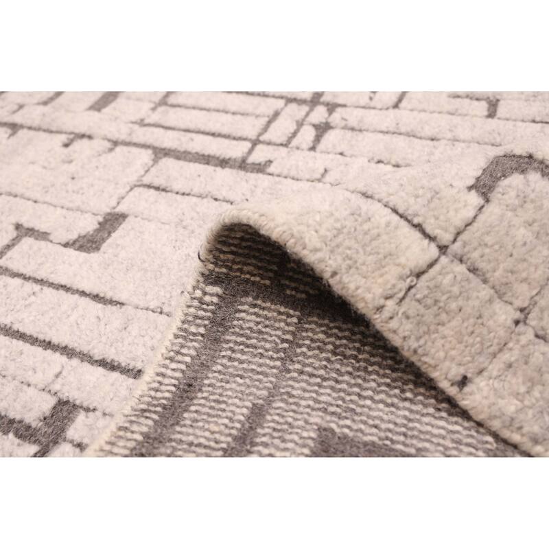 ECARPETGALLERY Hand-knotted Tangier Light Grey Wool Rug - 5'0 x 8'0