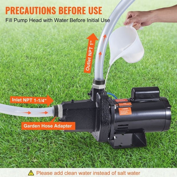VEVOR 1.5HP Cast Iron Irrigation Pump Shallow Well Jet Water