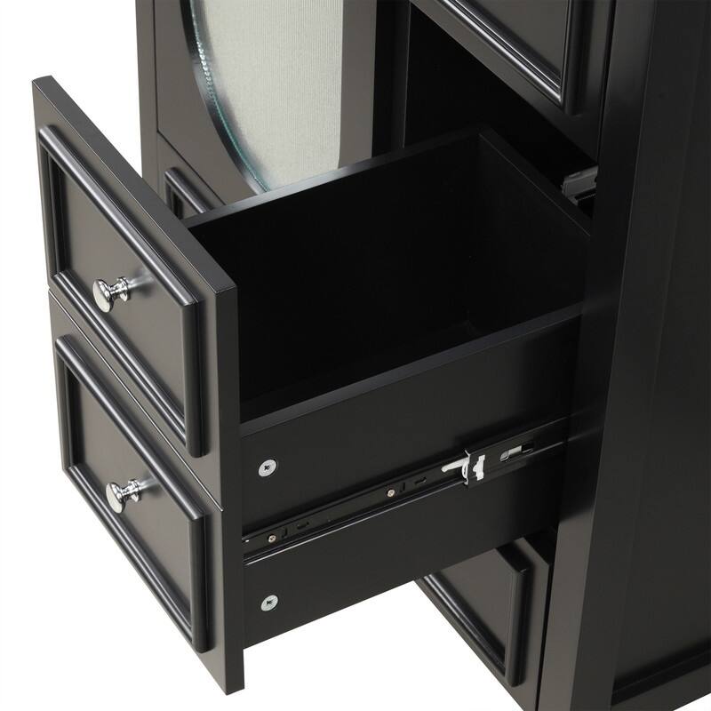 30" Stylish Bathroom Vanity with Sink, Bathroom Storage Cabinet with 3 Drawers, Solid Wood Frame and Glass Door