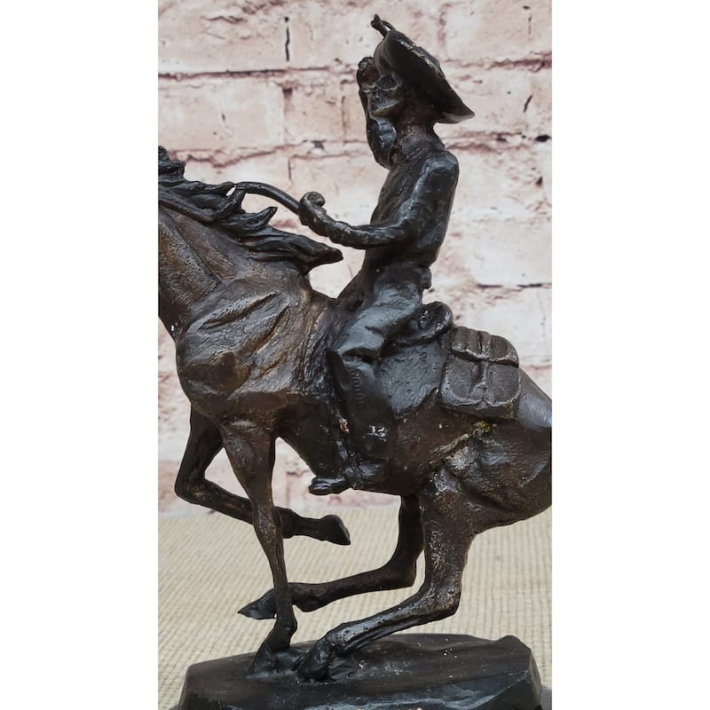 Bronze Metal Statue Sculpture Figure On Marble Base - Ranger Western Cowboy