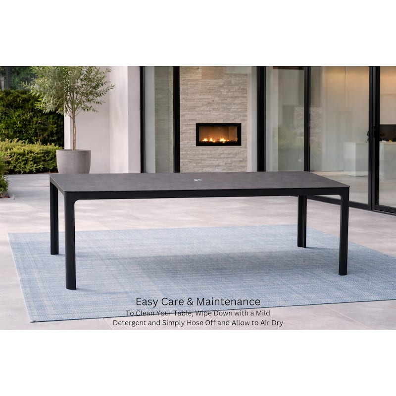 Quay Tribeca Dark Grey 1-Piece Aluminum Outdoor Dining Table with Ceramic Glass Top