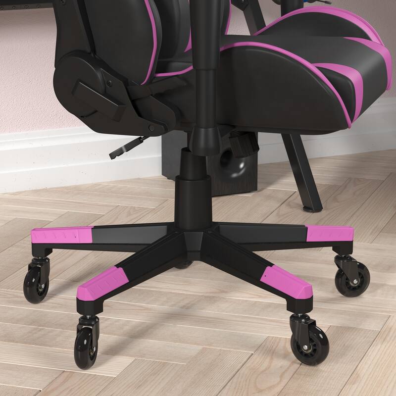 Office Gaming Chair with Roller Wheels & Reclining Back
