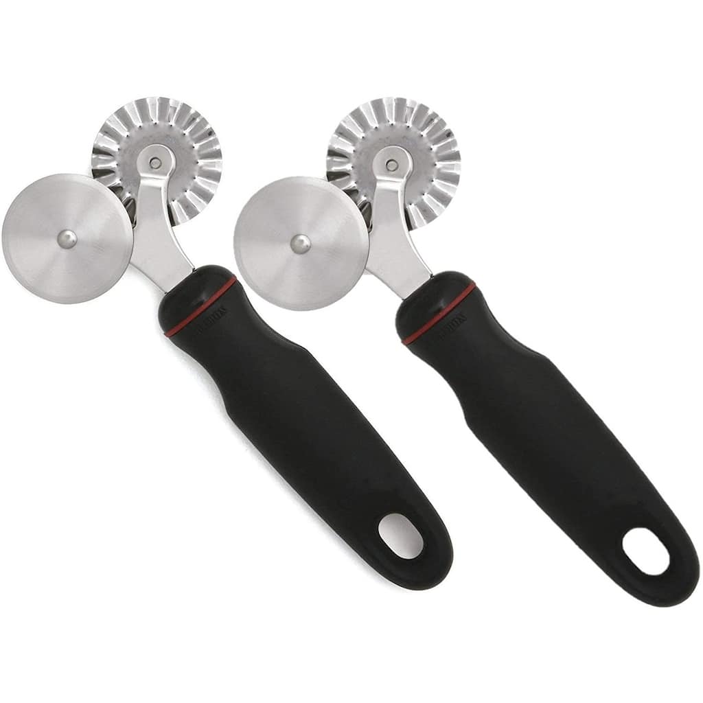 Norpro Grip-EZ 2in1 Stainless Steel Pastry Ravioli Fluted Wheel and Flat Cutter