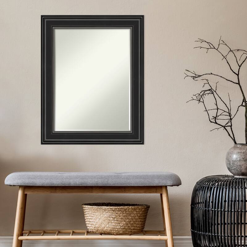 Petite Bevel Wall Mirror - Ridge Black Frame - 24 x 30 in