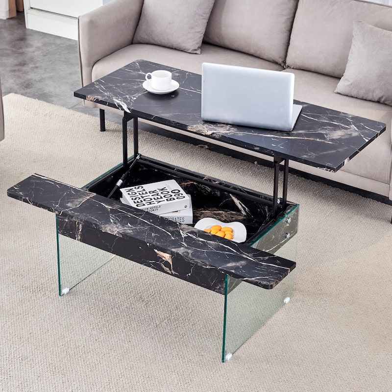 Modern Multifunctional Lift Coffee Table with Storage Space, Non-slip Feet and Lift Top, for Living Room