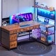 preview thumbnail 67 of 72, L Shaped Computer Desk 5 fabric Drawers Gaming Desk Storage Shelf 47.2" - Brown