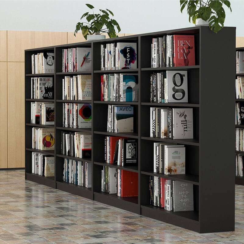 5 Shelf Modern Wood Bookshelf Wide Manga Bookcase for Bedroom
