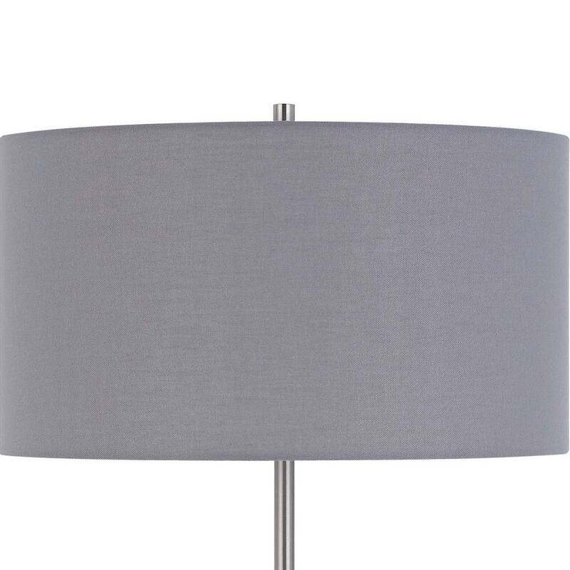Sie 59 Inch Floor Lamp, Gray Linen Shade, Round Base, Silver Metal Pole