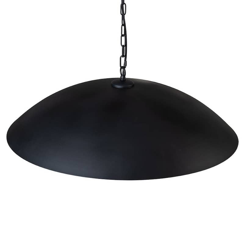 1-Light Black Gold Oversized Metal Dome Pendant Light - 27in