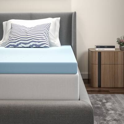 Cool Gel Infused Hypoallergenic Cooling Memory Foam Mattress Topper - Blue