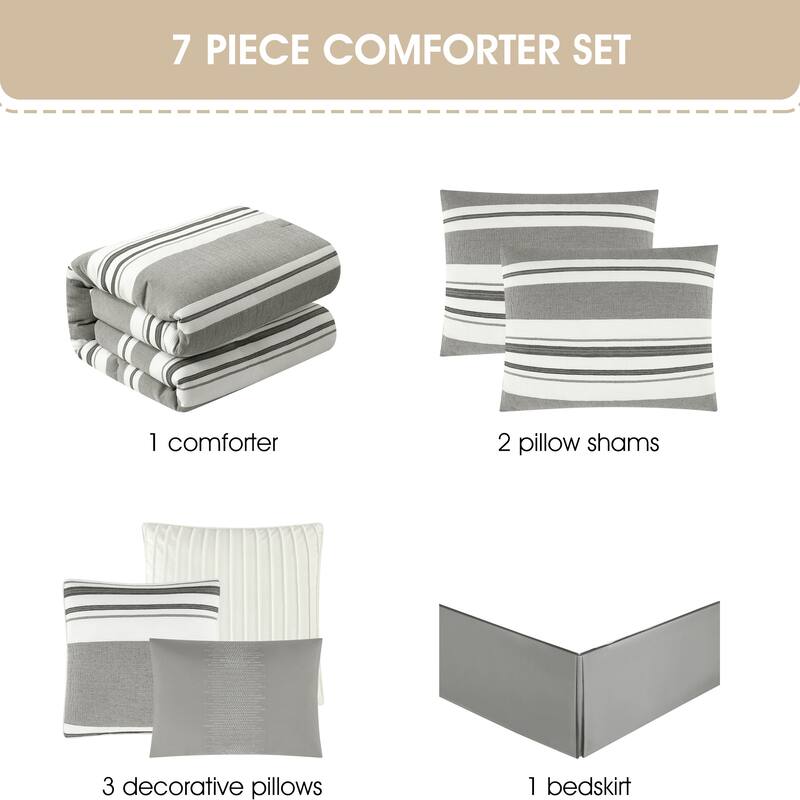Nanshing Vada 7 Piece Striped Comforter Set