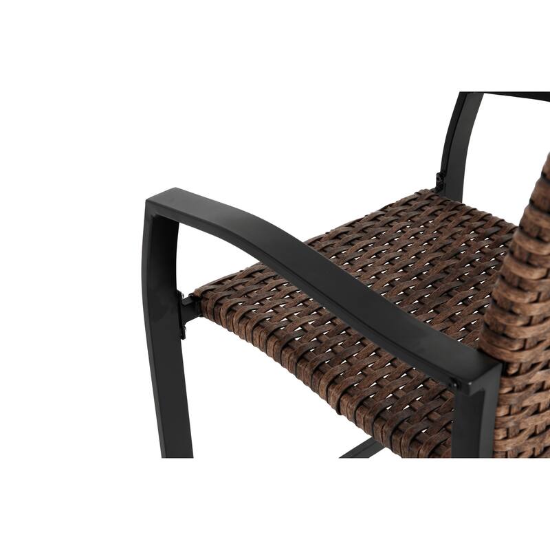 Rattan Bar Stools with Glass Table, 3-Piece Patio Set for Balcony, Garden, and Outdoor Spaces