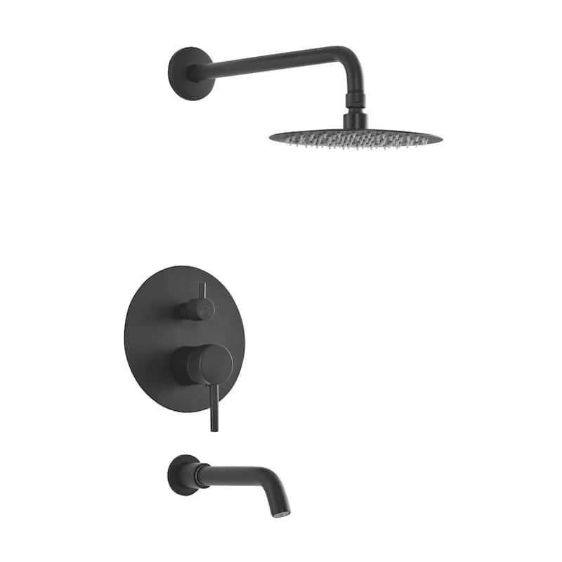 Ivy Single-Handle 1-Spray Tub And Shower Faucet In Matte Black (Valve Included) - 17.5" x 11.88" x 5.88"
