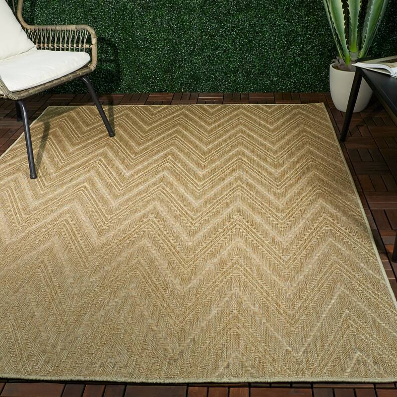 Kava Chevron Flatweave Indoor/Outdoor Area Rug