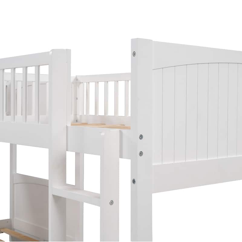 Twin Bunk Bed with Attached Loft and Drawers