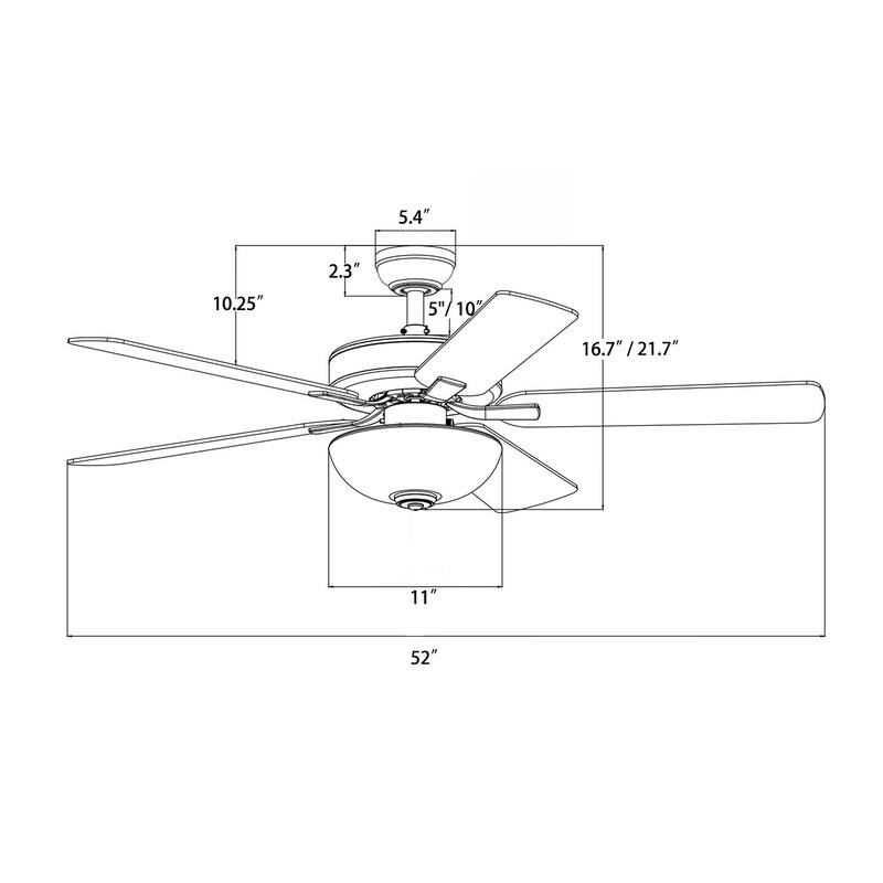 52-in Matte Black/Brushed Nickel/White 5-Blade Indoor Reversible Ceiling Fan with LED Light and Remote Control - 52 inch