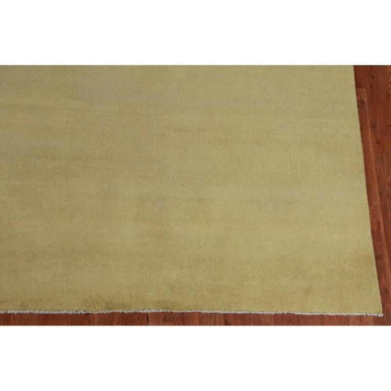 Hand Knotted Oriental 100% Wool Carpet Modern Solid Green Gabbeh Area Rug - 12' 9'' X 9' 10''