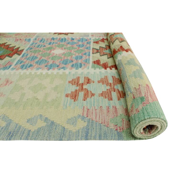 Sun Faded Flatweave Seden Red/Ivory Rug - 4'8" x 6'9"