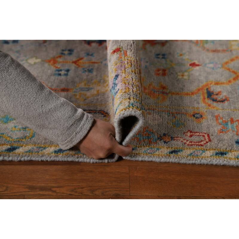 All-Over Gray Oushak Indian Runner Rug Handmade Wool Carpet - 2'6"x 8'0"