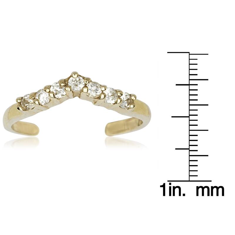 14k Yellow or White Gold Chevron Cubic Zirconia Adjustable Toe Ring