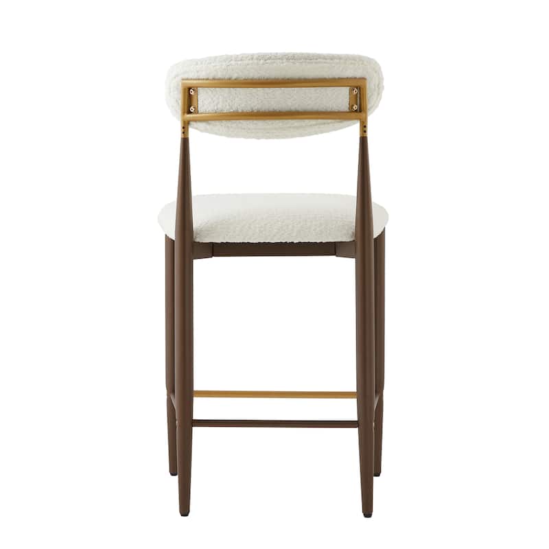 Christopher Knight Home - Livia Armless Bar Stool Set of 2 - Modern Fabric Upholstery with Sleek Black and Gold Metal Frame