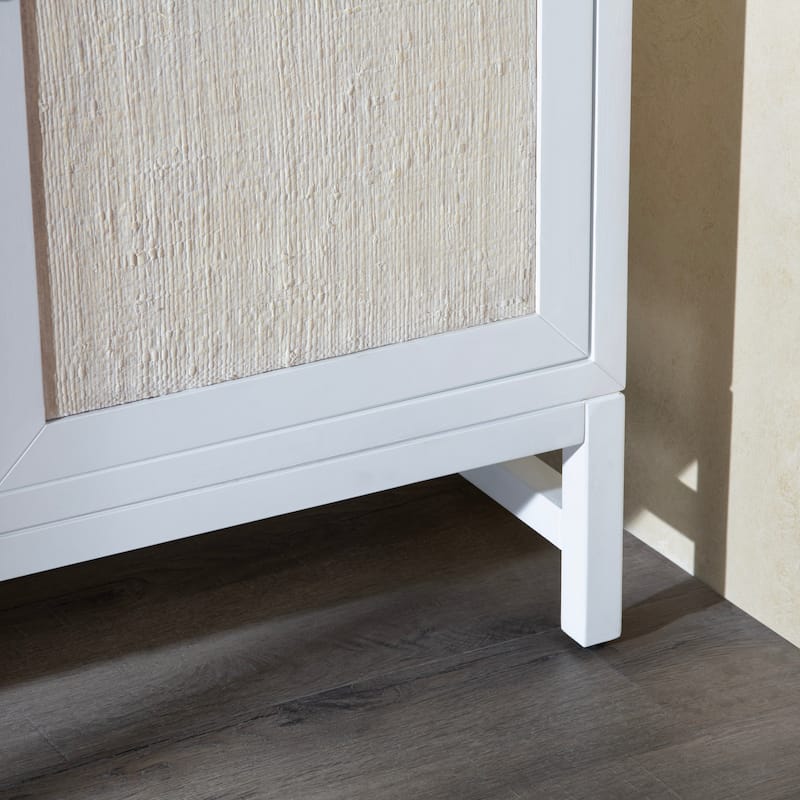 72 in. White Solid Wood 4 Door Media Credenza_Sideboard