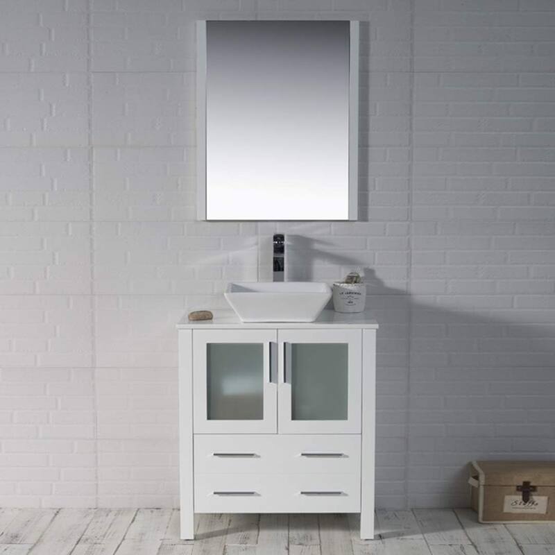 Blossom Sydney 30" Bathroom Vanity with Ceramic Vessel Sink and Mirror - Glossy White - Glossy
