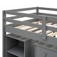 preview thumbnail 8 of 52, Study Loft Bed with Storage Cabinet, Rolling Portable Desk and 2-Tier Bookshelf, Wood Low Loft Bedframe for Kids Teens Adults