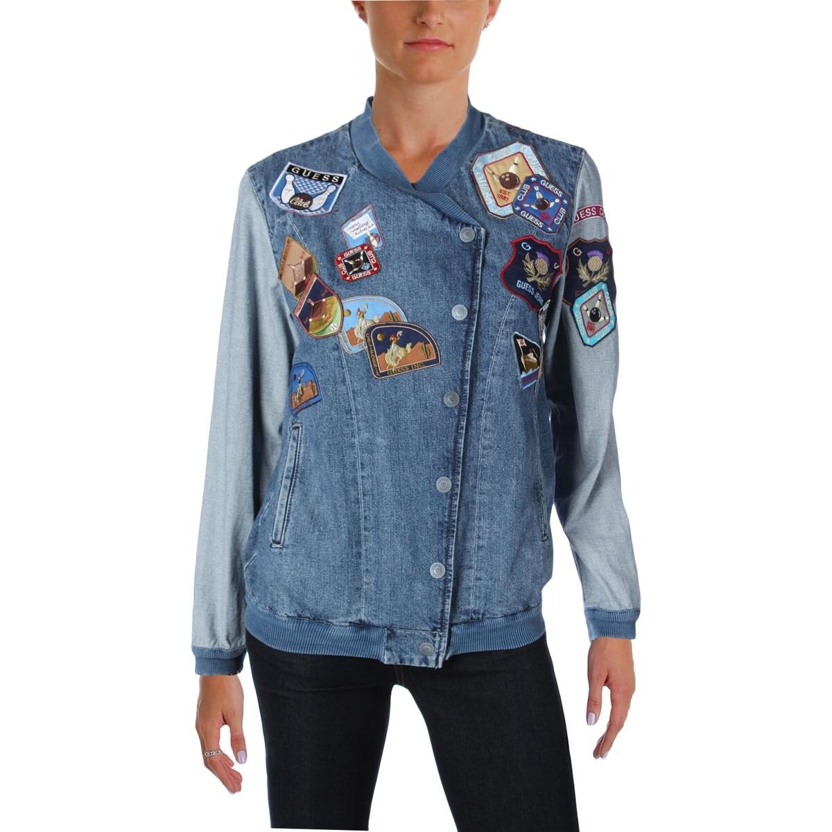 guess cotton denim peplum jacket