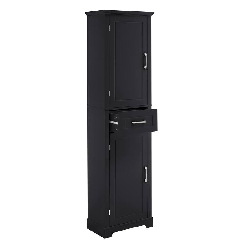 GDF Studio - Peter Modern MDF Tall Bathroom Storage Cabinet with Adjustable Shelves and Two Doors